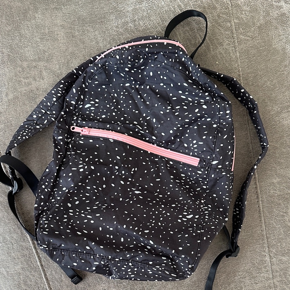 Black and Pink Polka Dot Backpack